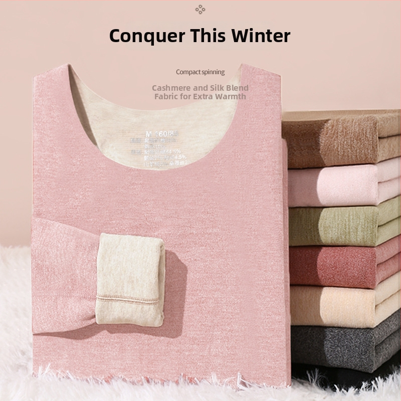 Unisex šiltos apatinės aprangos komplektas su velveto viduje, 90% poliesterio kationinis audinys, storis 251–300 g/m², be siūlių dvigubo sluoksnio konstrukcija, apvalus kaklas, ilgomis rankovėmis viršūnė ir kelnės