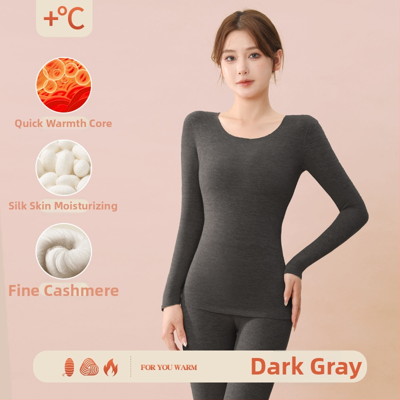 Unisex šiltos apatinės aprangos komplektas su velveto viduje, 90% poliesterio kationinis audinys, storis 251–300 g/m², be siūlių dvigubo sluoksnio konstrukcija, apvalus kaklas, ilgomis rankovėmis viršūnė ir kelnės