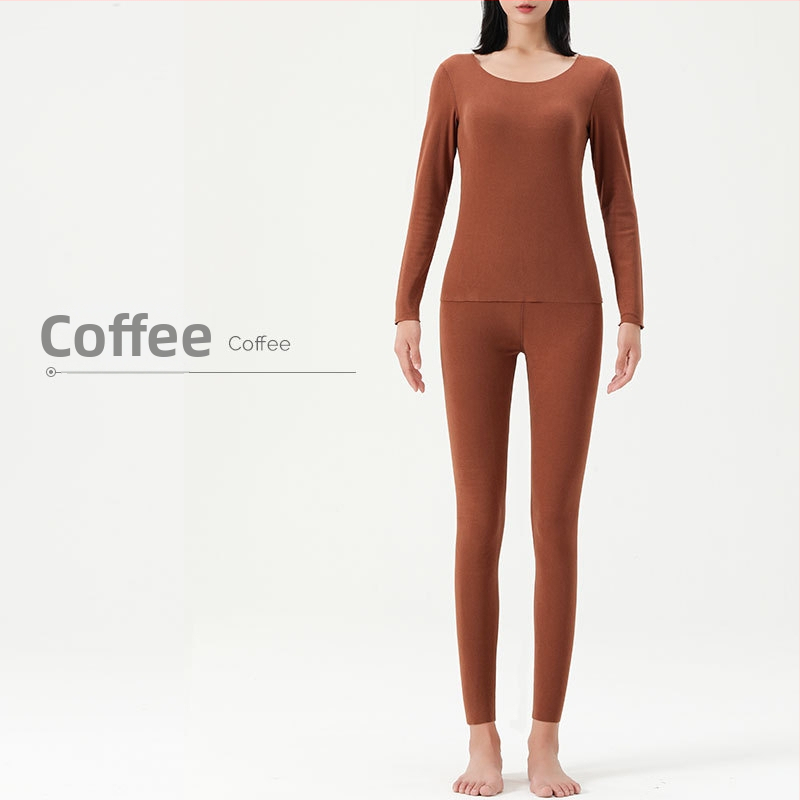 Unisex šiltos apatinės aprangos komplektas su velveto viduje, 90% poliesterio kationinis audinys, storis 251–300 g/m², be siūlių dvigubo sluoksnio konstrukcija, apvalus kaklas, ilgomis rankovėmis viršūnė ir kelnės