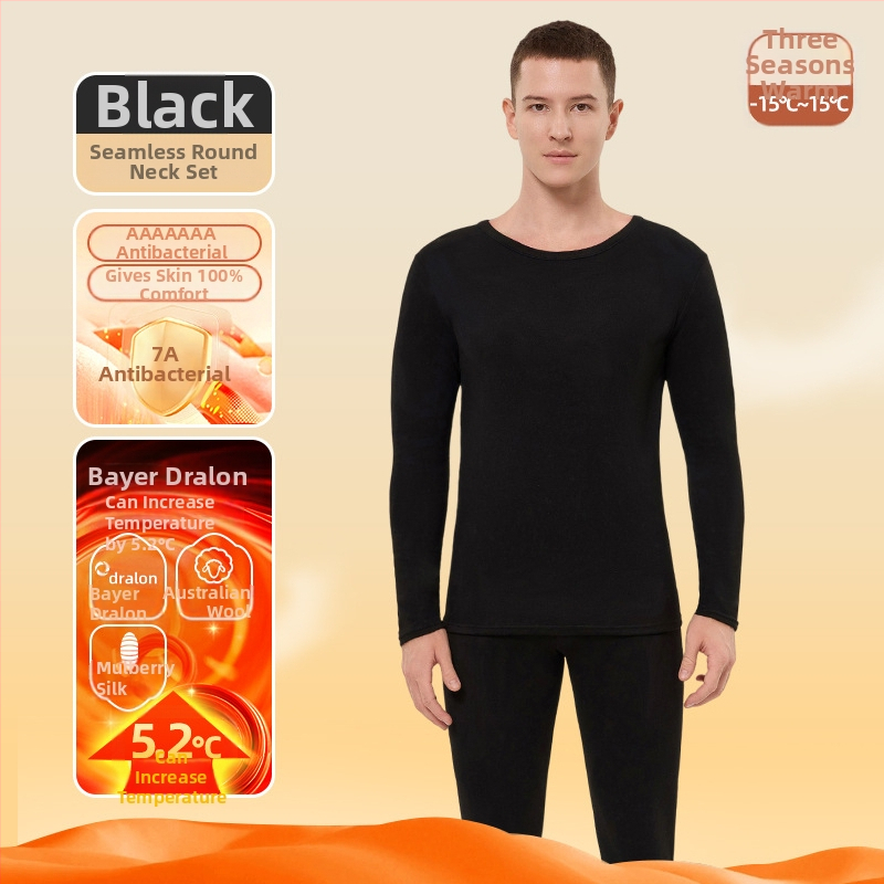 Unisex šiltos apatinės aprangos komplektas su velveto viduje, 90% poliesterio kationinis audinys, storis 251–300 g/m², be siūlių dvigubo sluoksnio konstrukcija, apvalus kaklas, ilgomis rankovėmis viršūnė ir kelnės