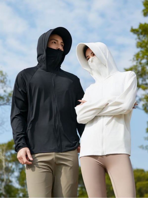 Sun Protection jakna s kapulom i odvojivim širokim rubom, prozračna UPF50+ — materijal Original Yarn Ice Silk (88% najlon, 12% spandeksa) za putovanja i aktivnosti na otvorenom