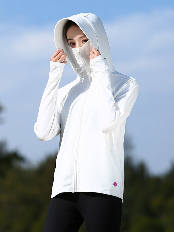 Sun Protection jakna s kapulom i odvojivim širokim rubom, prozračna UPF50+ — materijal Original Yarn Ice Silk (88% najlon, 12% spandeksa) za putovanja i aktivnosti na otvorenom