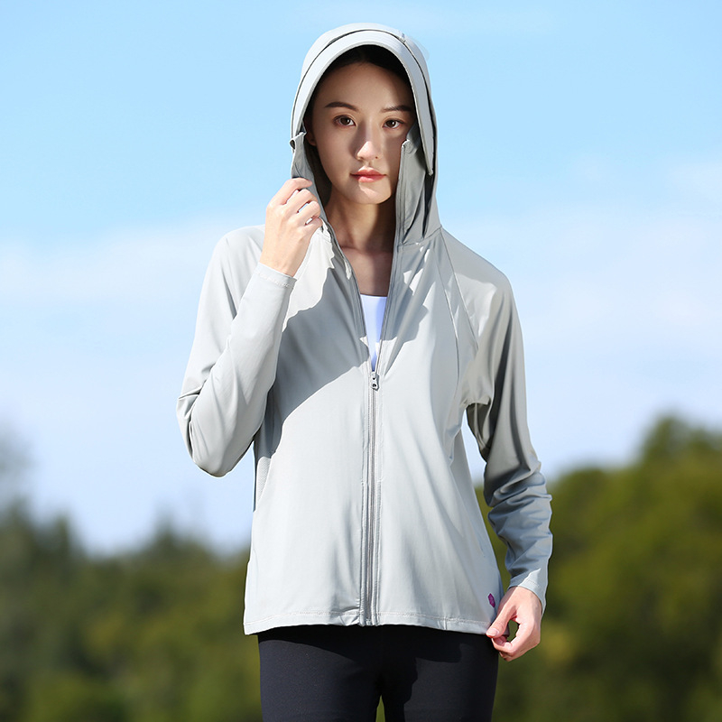 Sun Protection jakna s kapulom i odvojivim širokim rubom, prozračna UPF50+ — materijal Original Yarn Ice Silk (88% najlon, 12% spandeksa) za putovanja i aktivnosti na otvorenom