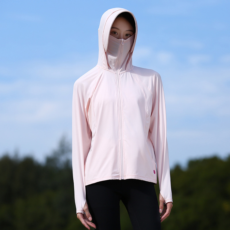 Sun Protection jakna s kapulom i odvojivim širokim rubom, prozračna UPF50+ — materijal Original Yarn Ice Silk (88% najlon, 12% spandeksa) za putovanja i aktivnosti na otvorenom