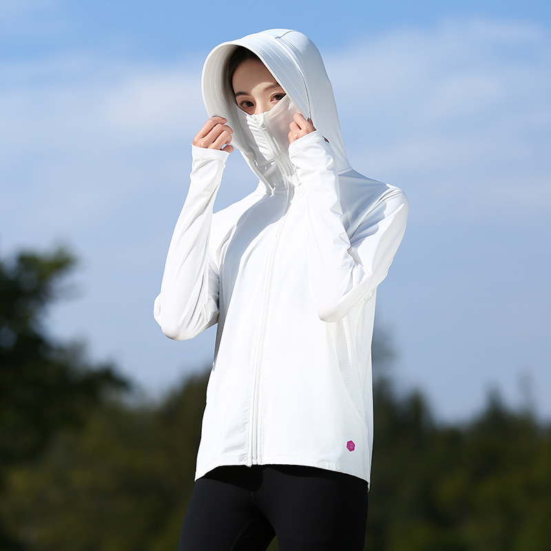 Sun Protection jakna s kapulom i odvojivim širokim rubom, prozračna UPF50+ — materijal Original Yarn Ice Silk (88% najlon, 12% spandeksa) za putovanja i aktivnosti na otvorenom