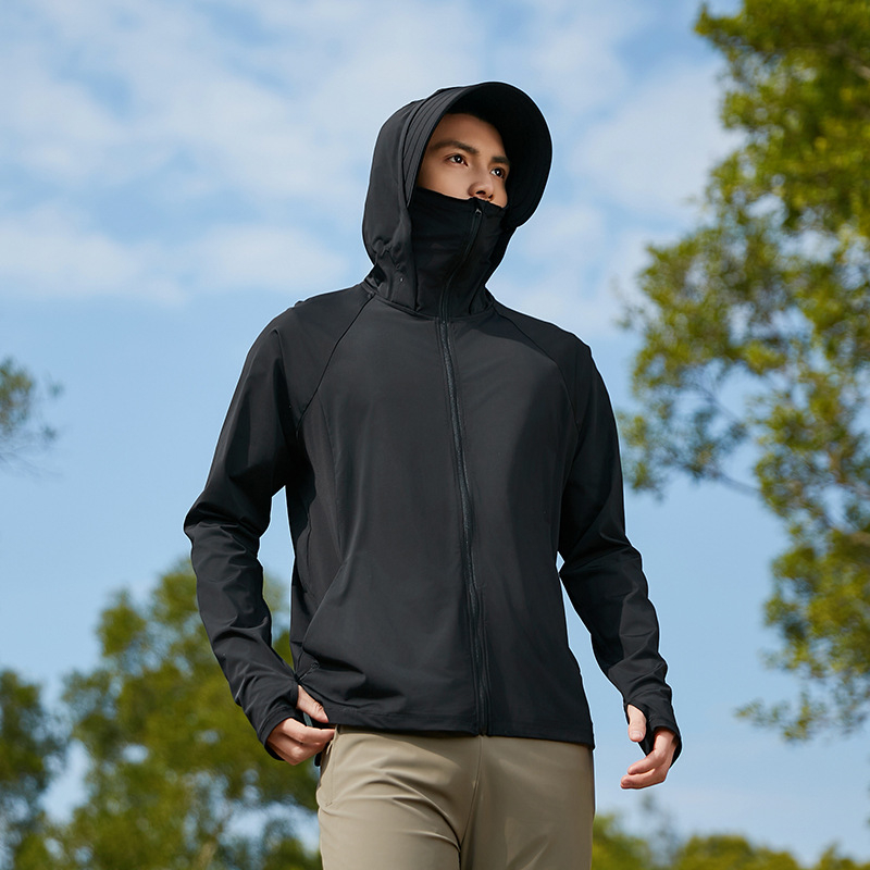 Sun Protection jakna s kapulom i odvojivim širokim rubom, prozračna UPF50+ — materijal Original Yarn Ice Silk (88% najlon, 12% spandeksa) za putovanja i aktivnosti na otvorenom