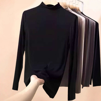 Ženska majica s visokim ovratnikom, dugim rukavima, slim fit, pulover stil; modal-viskozni spoj s spandeksom <30%