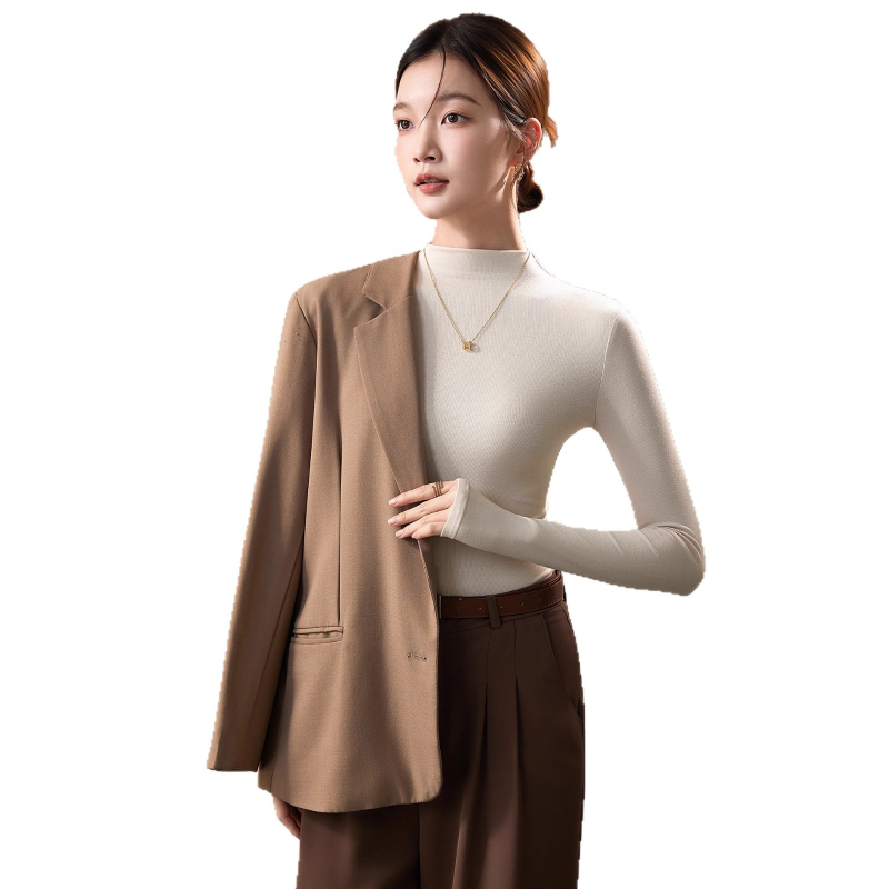 Ženska majica s visokim ovratnikom, dugim rukavima, slim fit, pulover stil; modal-viskozni spoj s spandeksom <30%