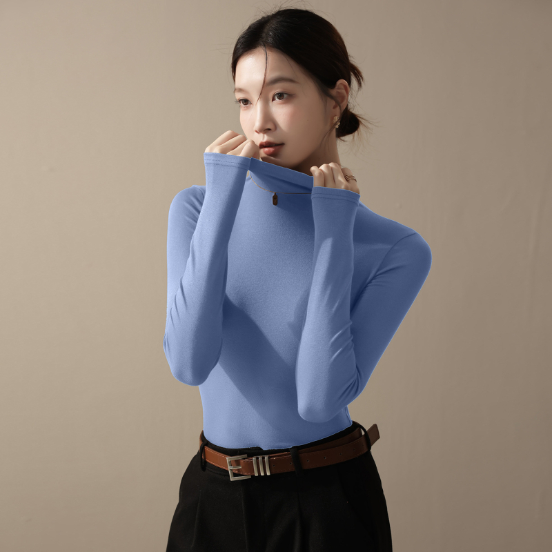 Ženska majica s visokim ovratnikom, dugim rukavima, slim fit, pulover stil; modal-viskozni spoj s spandeksom <30%