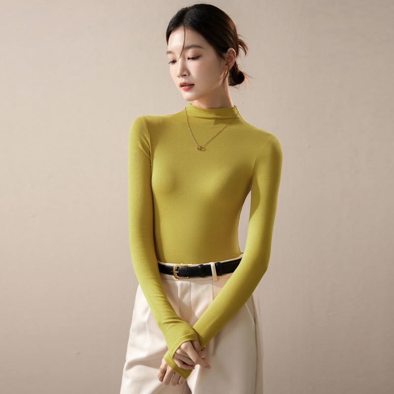 Ženska majica s visokim ovratnikom, dugim rukavima, slim fit, pulover stil; modal-viskozni spoj s spandeksom <30%