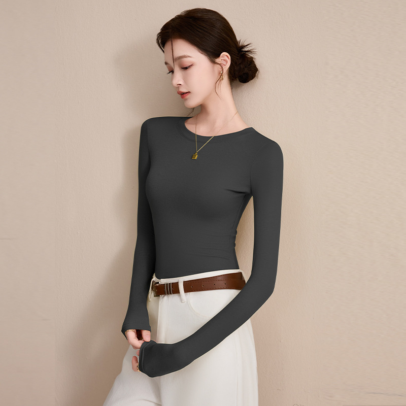 Ženska majica s visokim ovratnikom, dugim rukavima, slim fit, pulover stil; modal-viskozni spoj s spandeksom <30%