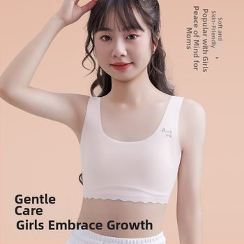 Mergaitėms vestinio stiliaus liemenėlė, su pilna kaušeliu, moldless dizainas, nailoninis pamušalas, Ice Silk audinys, kvėpuojantis.