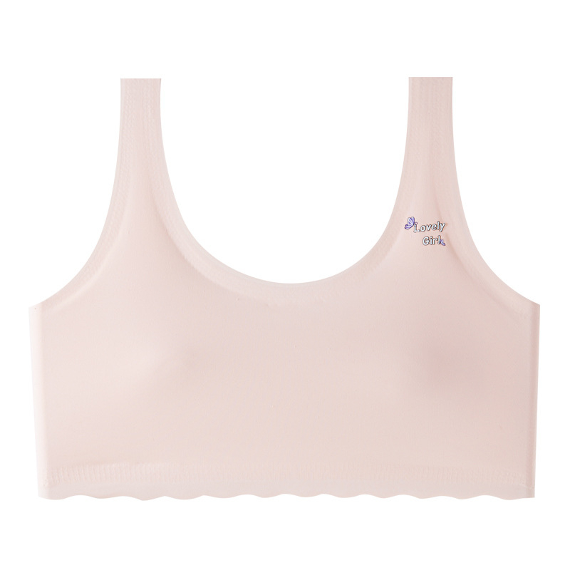 Mergaitėms vestinio stiliaus liemenėlė, su pilna kaušeliu, moldless dizainas, nailoninis pamušalas, Ice Silk audinys, kvėpuojantis.