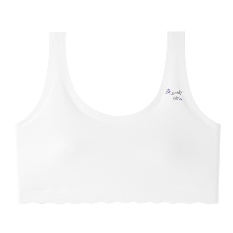 Mergaitėms vestinio stiliaus liemenėlė, su pilna kaušeliu, moldless dizainas, nailoninis pamušalas, Ice Silk audinys, kvėpuojantis.