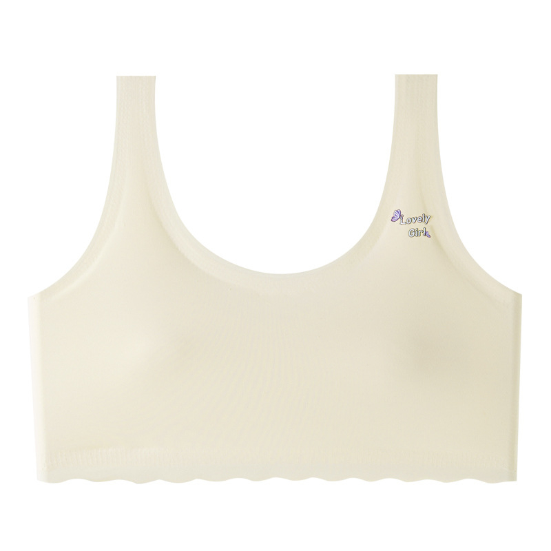 Mergaitėms vestinio stiliaus liemenėlė, su pilna kaušeliu, moldless dizainas, nailoninis pamušalas, Ice Silk audinys, kvėpuojantis.