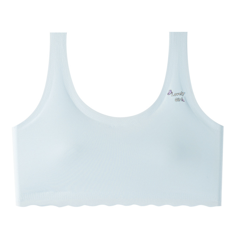 Mergaitėms vestinio stiliaus liemenėlė, su pilna kaušeliu, moldless dizainas, nailoninis pamušalas, Ice Silk audinys, kvėpuojantis.