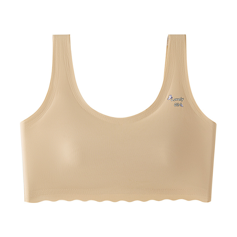 Mergaitėms vestinio stiliaus liemenėlė, su pilna kaušeliu, moldless dizainas, nailoninis pamušalas, Ice Silk audinys, kvėpuojantis.