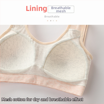 Medvilninė treniruočių liemenėlė paauglėms, vest stiliaus, pilnos kaušių forma, plonas formuojantis kaušas, įdaila iš spandekso