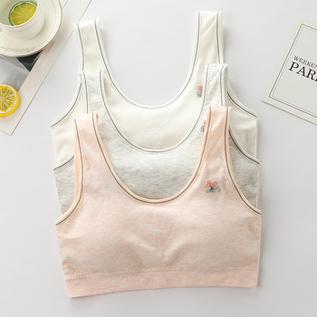 Medvilninė treniruočių liemenėlė paauglėms, vest stiliaus, pilnos kaušių forma, plonas formuojantis kaušas, įdaila iš spandekso