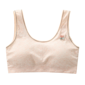 Medvilninė treniruočių liemenėlė paauglėms, vest stiliaus, pilnos kaušių forma, plonas formuojantis kaušas, įdaila iš spandekso