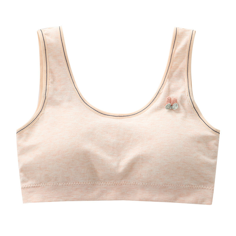 Medvilninė treniruočių liemenėlė paauglėms, vest stiliaus, pilnos kaušių forma, plonas formuojantis kaušas, įdaila iš spandekso