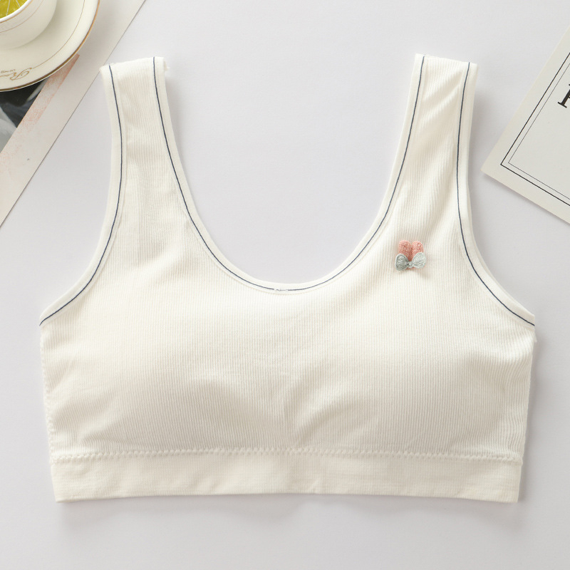 Medvilninė treniruočių liemenėlė paauglėms, vest stiliaus, pilnos kaušių forma, plonas formuojantis kaušas, įdaila iš spandekso