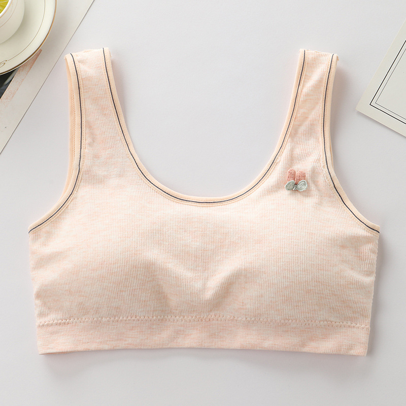 Medvilninė treniruočių liemenėlė paauglėms, vest stiliaus, pilnos kaušių forma, plonas formuojantis kaušas, įdaila iš spandekso