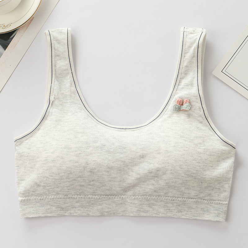 Medvilninė treniruočių liemenėlė paauglėms, vest stiliaus, pilnos kaušių forma, plonas formuojantis kaušas, įdaila iš spandekso