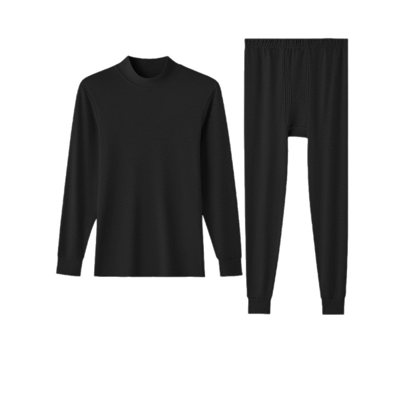 Naiste sooj aluspesu komplekt puuvillast, paksu kangaga, pikkade varrukatega topp ja püksid, keskmise vanusega naistele, 95–100% puuvill