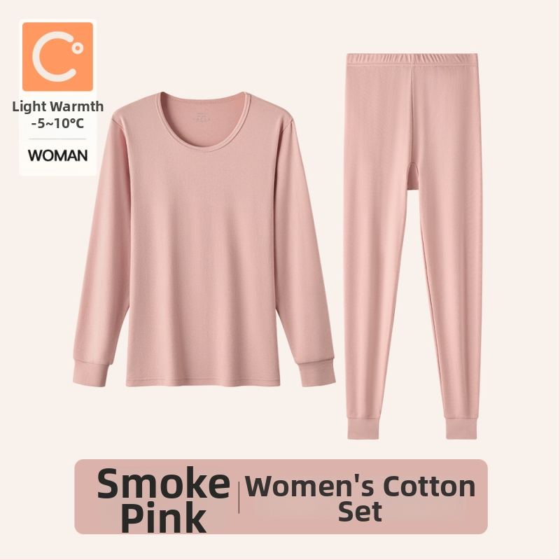 Naiste sooj aluspesu komplekt puuvillast, paksu kangaga, pikkade varrukatega topp ja püksid, keskmise vanusega naistele, 95–100% puuvill