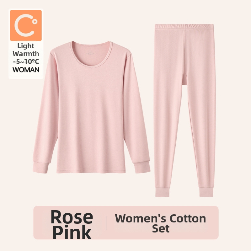 Naiste sooj aluspesu komplekt puuvillast, paksu kangaga, pikkade varrukatega topp ja püksid, keskmise vanusega naistele, 95–100% puuvill