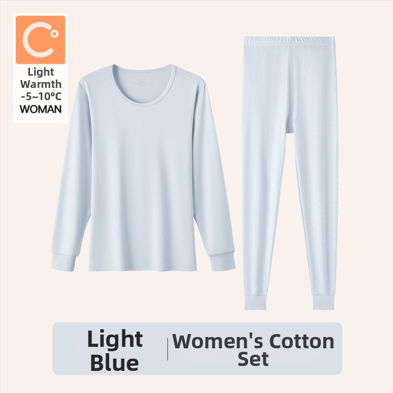 Naiste sooj aluspesu komplekt puuvillast, paksu kangaga, pikkade varrukatega topp ja püksid, keskmise vanusega naistele, 95–100% puuvill