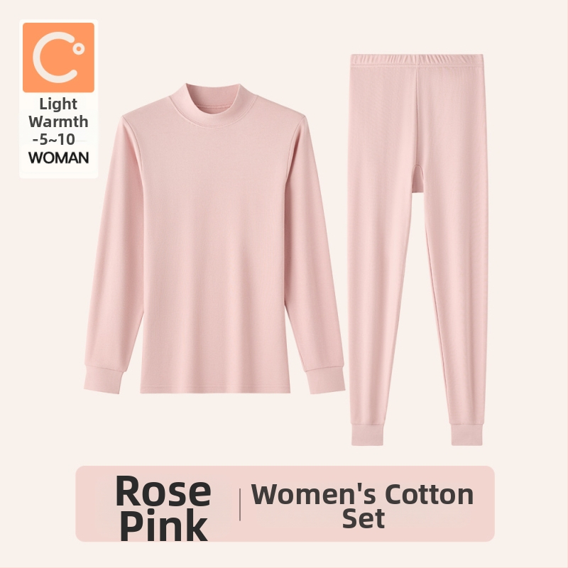 Naiste sooj aluspesu komplekt puuvillast, paksu kangaga, pikkade varrukatega topp ja püksid, keskmise vanusega naistele, 95–100% puuvill