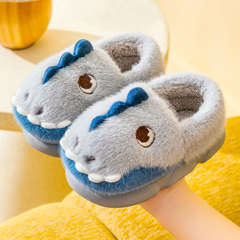 Vaikiškos šlepetės su dinozauro iliustracija, storas EVA pada, viršus iš dirbtinės odos, universalios, amžius 1–16 metų