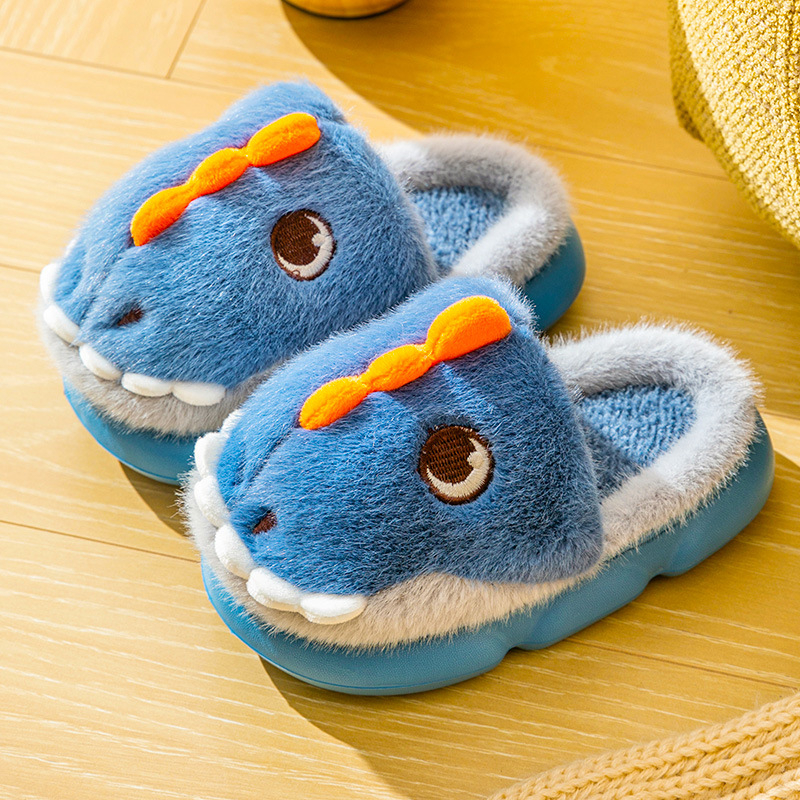 Vaikiškos šlepetės su dinozauro iliustracija, storas EVA pada, viršus iš dirbtinės odos, universalios, amžius 1–16 metų