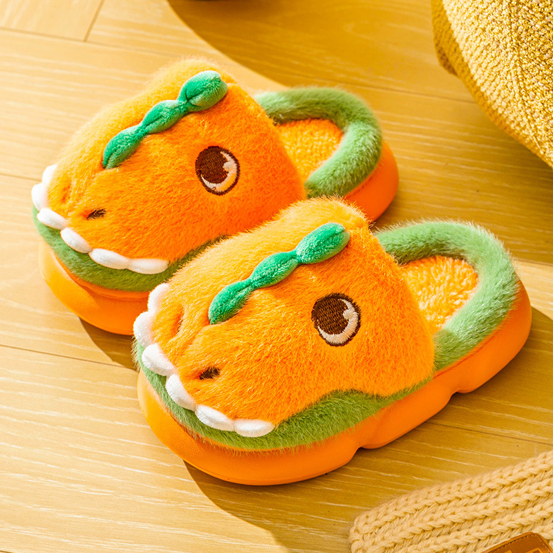 Vaikiškos šlepetės su dinozauro iliustracija, storas EVA pada, viršus iš dirbtinės odos, universalios, amžius 1–16 metų