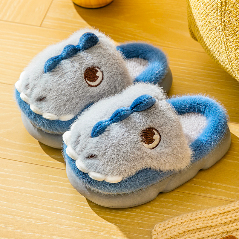 Vaikiškos šlepetės su dinozauro iliustracija, storas EVA pada, viršus iš dirbtinės odos, universalios, amžius 1–16 metų