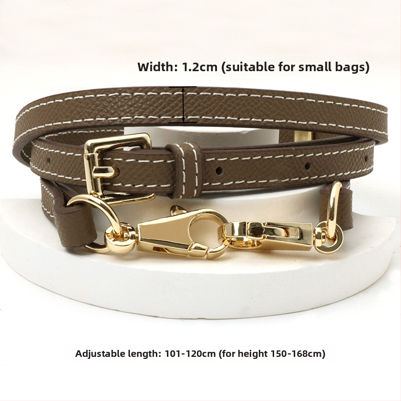 Pečių diržas maišui, tikra oda, pirmo sluoksnio veršienos oda, vieno tono dizainas, 2024 m. pavasaris