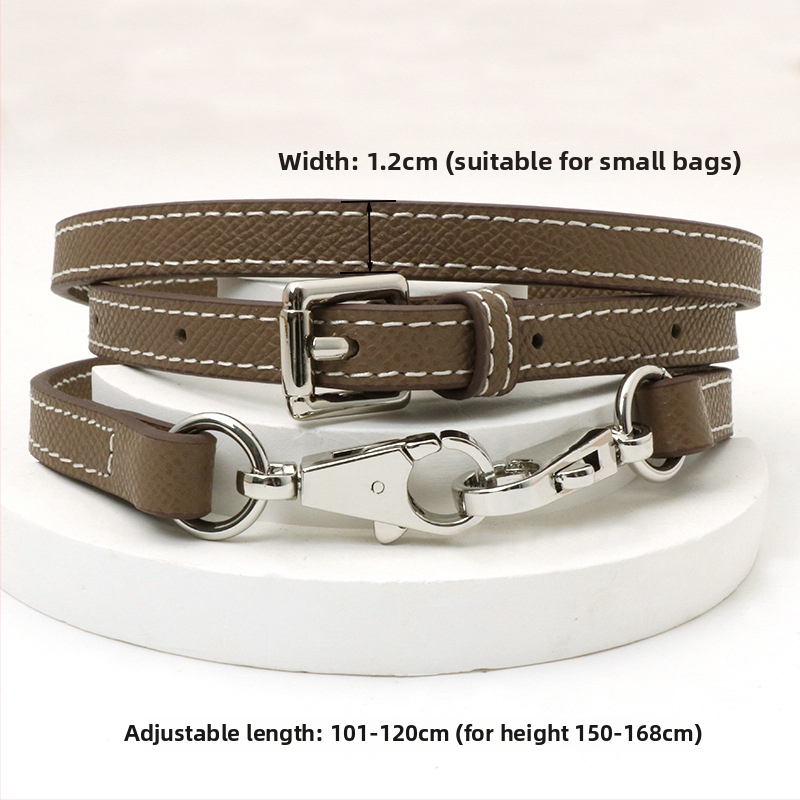 Pečių diržas maišui, tikra oda, pirmo sluoksnio veršienos oda, vieno tono dizainas, 2024 m. pavasaris