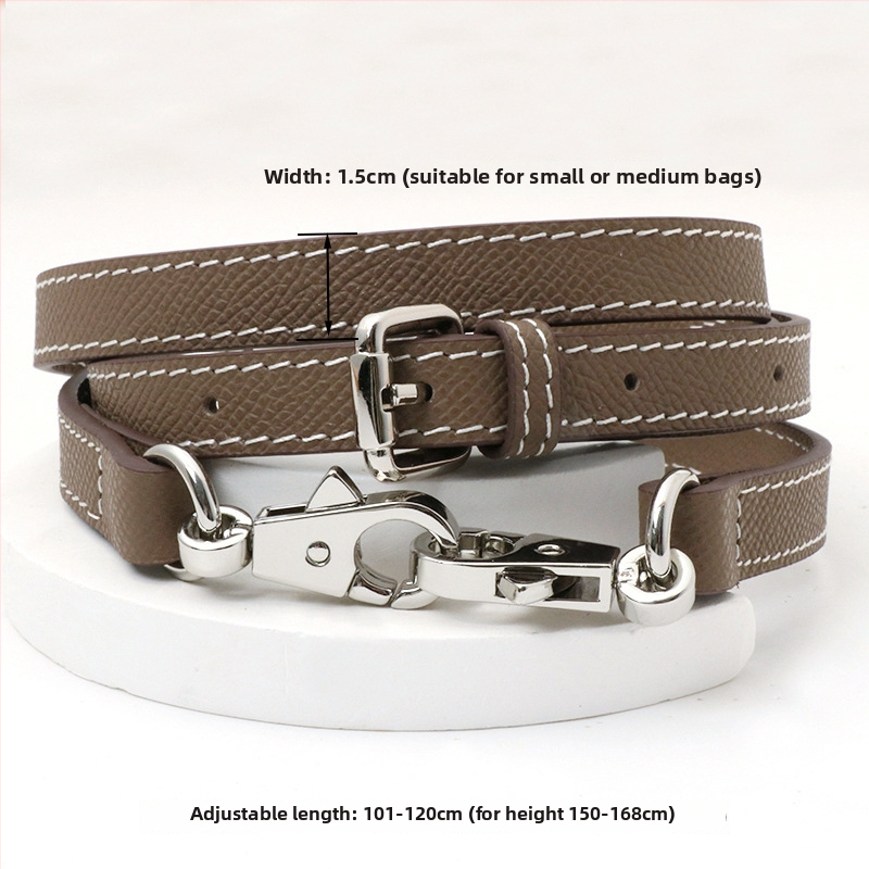 Pečių diržas maišui, tikra oda, pirmo sluoksnio veršienos oda, vieno tono dizainas, 2024 m. pavasaris