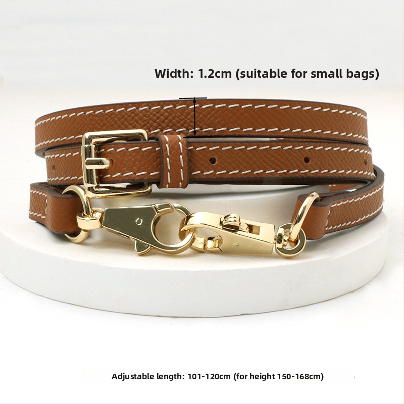 Pečių diržas maišui, tikra oda, pirmo sluoksnio veršienos oda, vieno tono dizainas, 2024 m. pavasaris