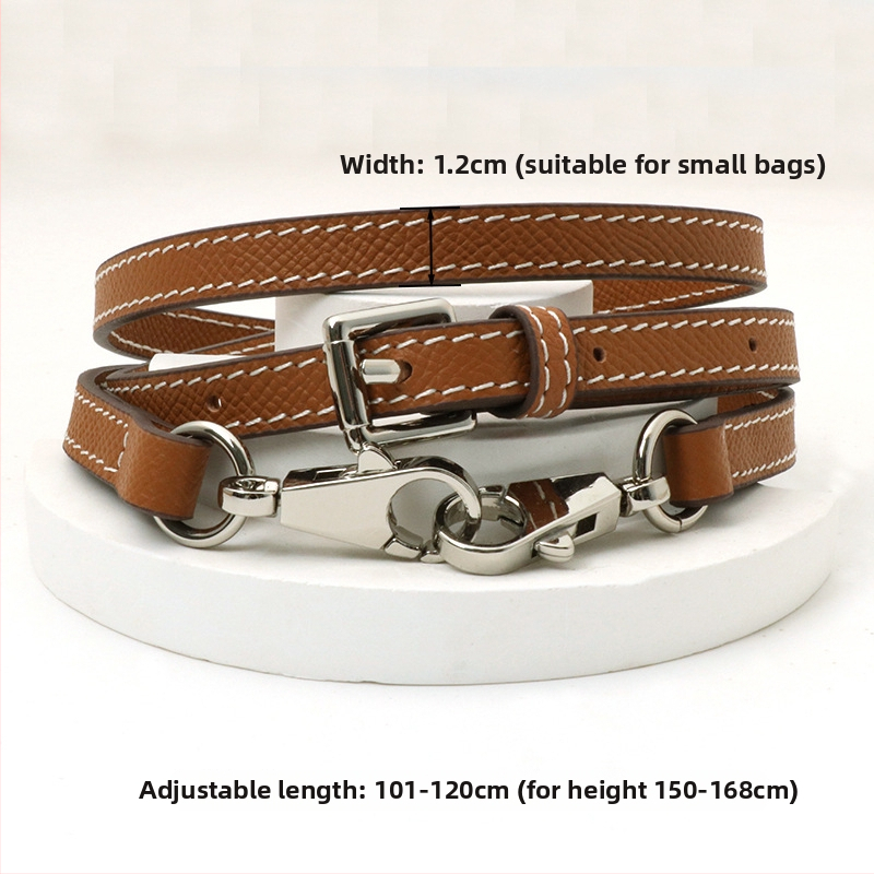 Pečių diržas maišui, tikra oda, pirmo sluoksnio veršienos oda, vieno tono dizainas, 2024 m. pavasaris