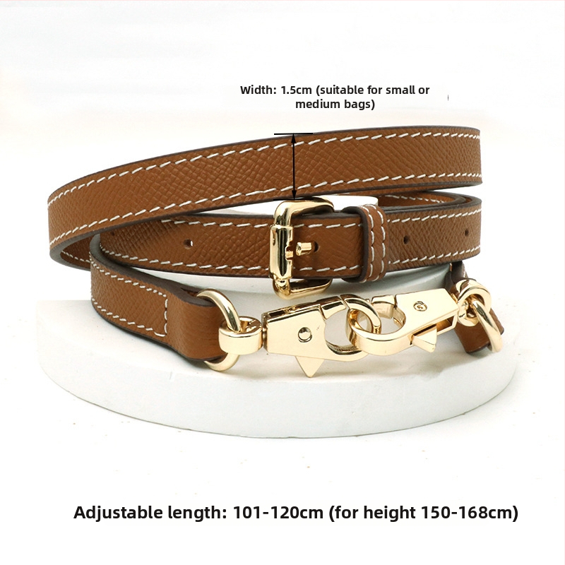 Pečių diržas maišui, tikra oda, pirmo sluoksnio veršienos oda, vieno tono dizainas, 2024 m. pavasaris