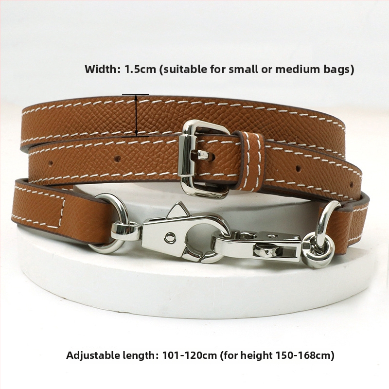 Pečių diržas maišui, tikra oda, pirmo sluoksnio veršienos oda, vieno tono dizainas, 2024 m. pavasaris