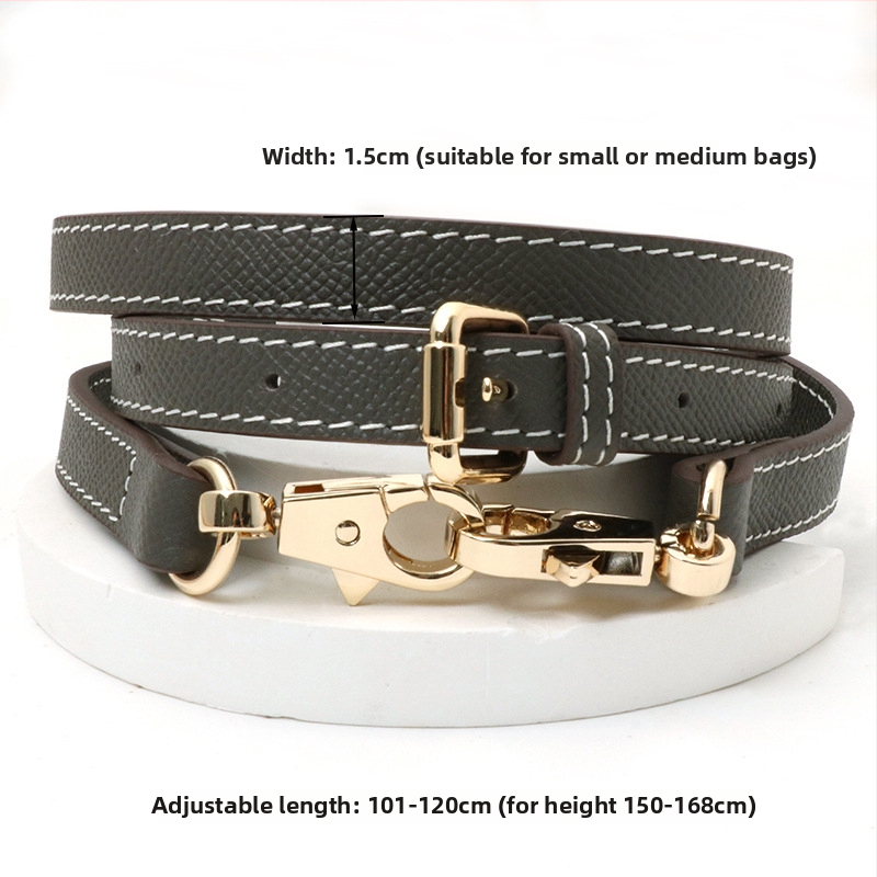 Pečių diržas maišui, tikra oda, pirmo sluoksnio veršienos oda, vieno tono dizainas, 2024 m. pavasaris