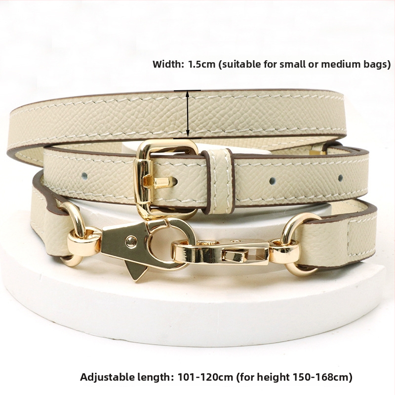 Pečių diržas maišui, tikra oda, pirmo sluoksnio veršienos oda, vieno tono dizainas, 2024 m. pavasaris