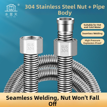 304 roostevabast terasest viilud veevooliku sissevedelik, keevitatud toru, keermestatud ühendus, 1,6 MPa, 100°C, kuuma ja külma vee ning WC varustamiseks