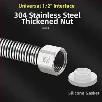 304 roostevabast terasest viilud veevooliku sissevedelik, keevitatud toru, keermestatud ühendus, 1,6 MPa, 100°C, kuuma ja külma vee ning WC varustamiseks