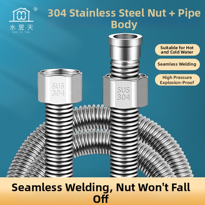 304 roostevabast terasest viilud veevooliku sissevedelik, keevitatud toru, keermestatud ühendus, 1,6 MPa, 100°C, kuuma ja külma vee ning WC varustamiseks