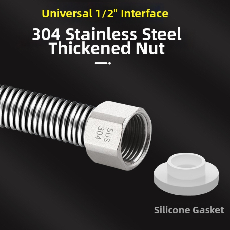 304 roostevabast terasest viilud veevooliku sissevedelik, keevitatud toru, keermestatud ühendus, 1,6 MPa, 100°C, kuuma ja külma vee ning WC varustamiseks